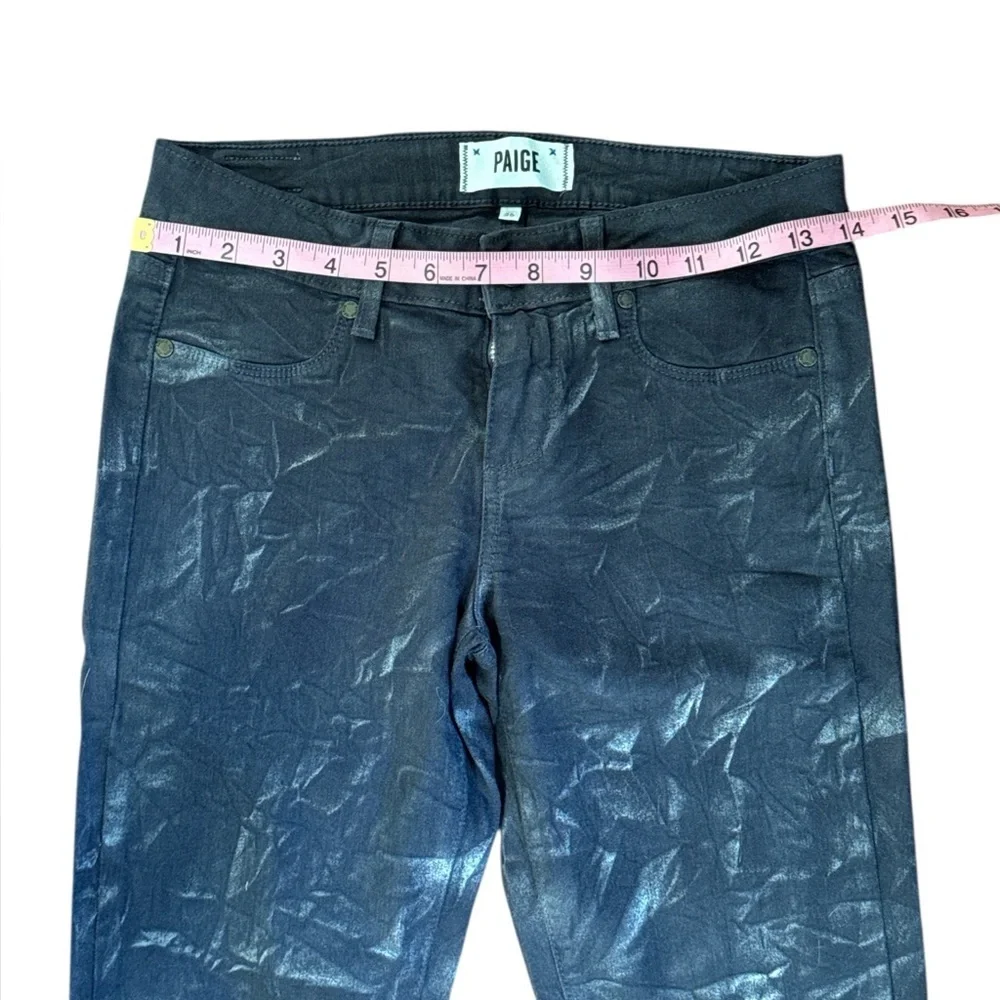 Paige Verdugo Ultra Skinny Jeans Coated Black Denim Size 26 - Picture 6 of 9